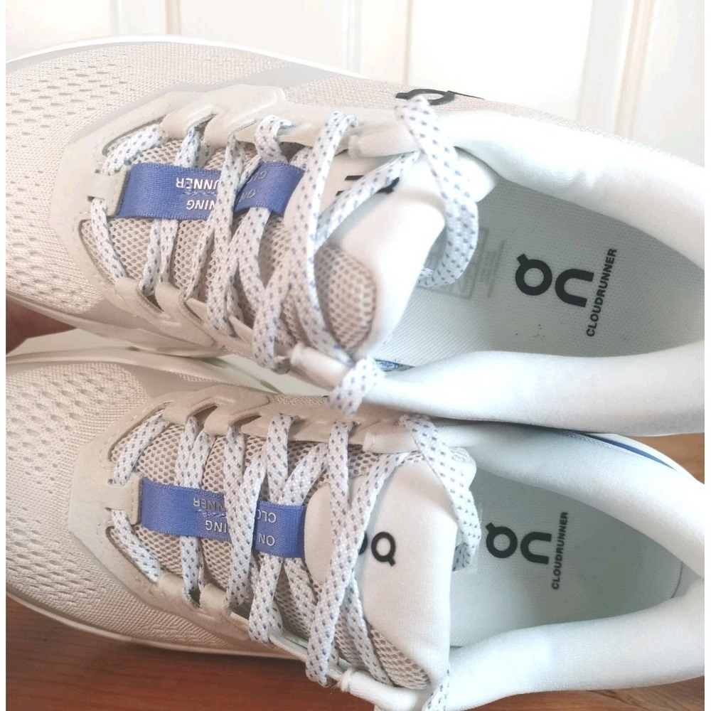 NEW On Cloudrunner Women's Running Shoes Size 8 White Blue Helion CloudTec - Picture 7 of 10